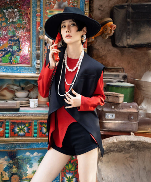 Wave Hem Long Sleeve Top